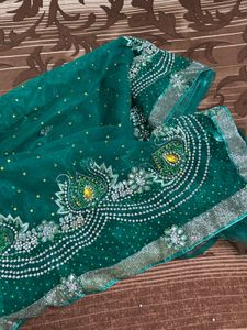 Embellished Emerald Green Saree