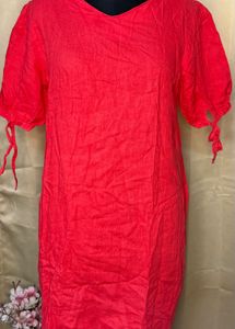 Chic Red Linen Blend Mini Dress