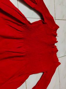 Red Bell Sleeve Off-Shoulder Top