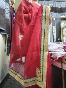 red and green kota doria saree