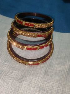 Set of Red & Gold Bangles