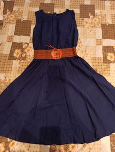 Navy Blue Fit & Flare Dress