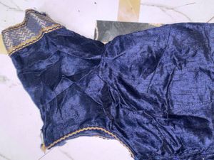 Elegant Navy Blue Floral Georgette/Chiffon Saree w
