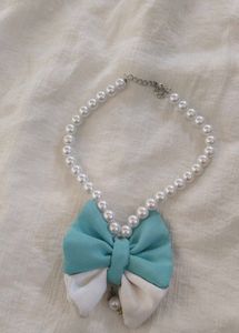 Cat dog Pearl Bow Necklace