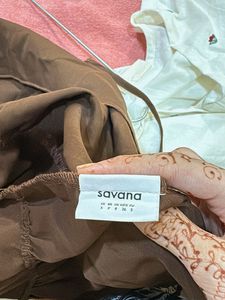 savana brown Smocked Tiered Mini Dress