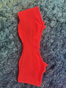orange Ruffle Bikini Top with Zipper / Never used