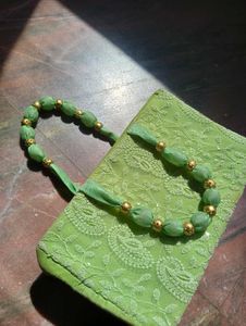 Designer Green Embroidered Clutch Bag