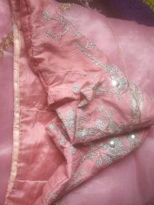 Elegant Pink Saree with Golden Border