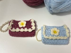 Handmade Crochet Daisy Pouch Bag set