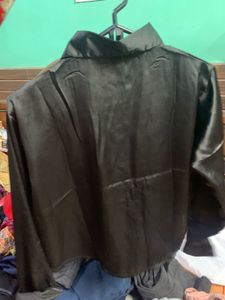 Chic Black Satin Button-Up Shirt