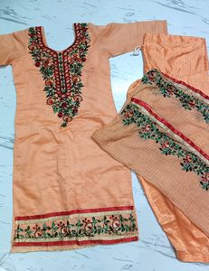 Beautiful Light Orange Suit Set With Dupatta