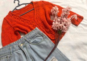 🎉Buy1 Get1 Free🎉 Orange Cardigan N