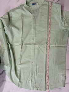 Men's Light Green Band Collar Shirt