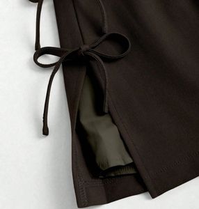 Chic Brown Skirt with Bow Detail
