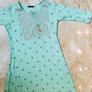Sea Green A-line Kurti