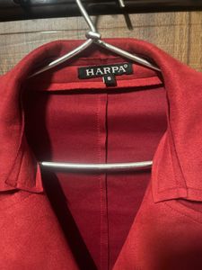 Stylish Red Suede Trench Coat