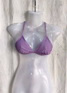 Ribbed Purple Bikini Top