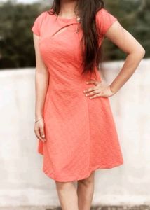 Coral Fit &amp; Flare Dress