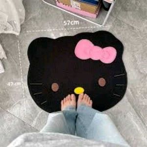 Cute Black Hello Kitty Shaped Rug