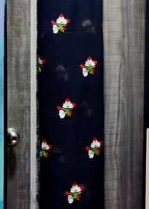 Black Embroidered Chiffon Fabric