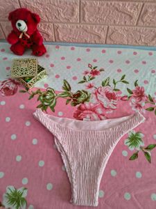 H&amp;M Red &amp; White Striped Mesh Bikini Bottom -