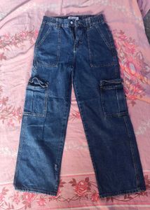 Blue Denim Cargo Pants