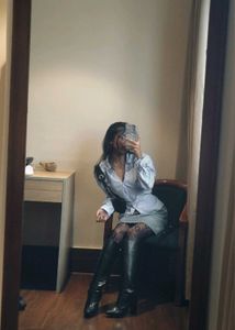 Retro Striped Button-Up &amp; Denim Skirt Set