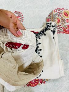 Women Cotton Embroidered Kurta &amp; Pant Set
