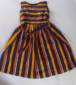 Striped Sleeveless Dress with Belt