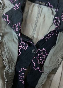 Stylist woman Jacket with Embroidered Floral Print