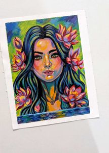 Vibrant Abstract woman Portrait Painting