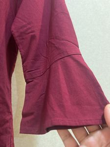 Maroon Embroidered Kurta