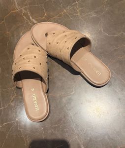 Stylish Studded Tan Flat Sandals