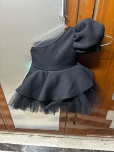 Cute Black Party Dress with Flowers