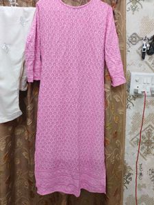 Pink Chikankari Kurta and Palazzo Set