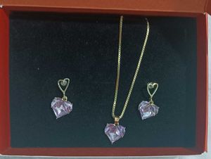 Heart Pendant Necklace &amp; Earrings Set