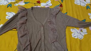Lightweight Knit Cardigan with Sheer Sleeves