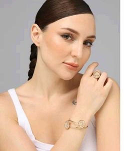 Ammonite Bangle Bracelet and Ring Combo