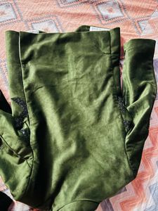 party wear Stylish Green Velvet Jacket 3 pic set
