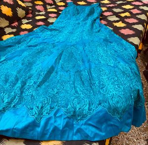 Teal Embroidered Ethnic Gown