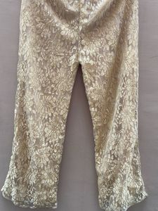 Elegant Gold Lace Palazzo Pants