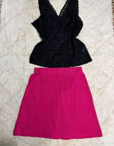 H&amp;M Cerise Mini Skirt with Slit
