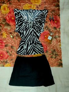 Y2K cowl neck animal print top