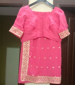 Baby Pink Georgette Saree.