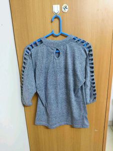 Grey Melange 3/4 Sleeve Top
