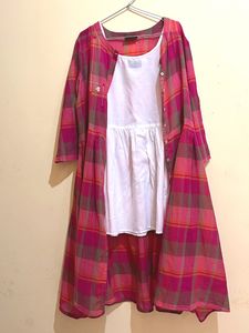 Pink Checked Fit And Flare Dress