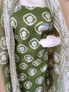Green Printed Kurta Set with Dupatta