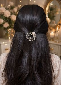 Elegant Rhinestone Flower Hair Clip