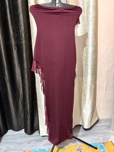 Burgundy Ruffled Maxi Dress
