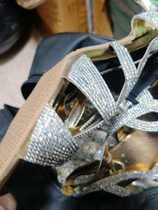 Sparkling Embellished Gold Sandals